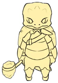 肩にハンマーを担いだカメの神官Tiberius